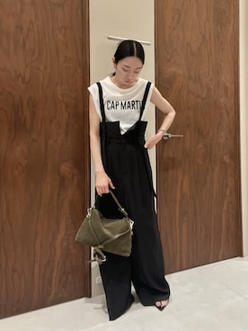 「GALLARDAGALANTE（ガリャルダガランテ）の2WAYハイウエストパンツ（その他パンツ、ブラック系）」を使った、gg_chisatoooさん（レディース・152cm）の夏コーディネート