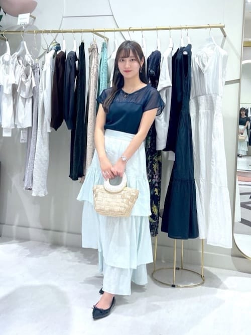 La boutique Bonbon tシャツ シアー切り替えビスチェ風フレンチ