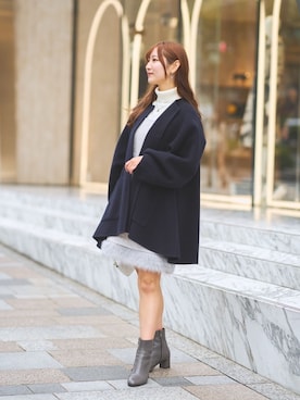「アイテム（ノーカラーコート）」を使った、karenlabonさん（レディース・159cm）の秋コーディネート