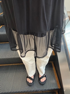 「GU（ジーユー）のアイテム（トップス、ブラック系）」を使った、NAGISA🎀さん（レディース・151cm）の夏コーディネート