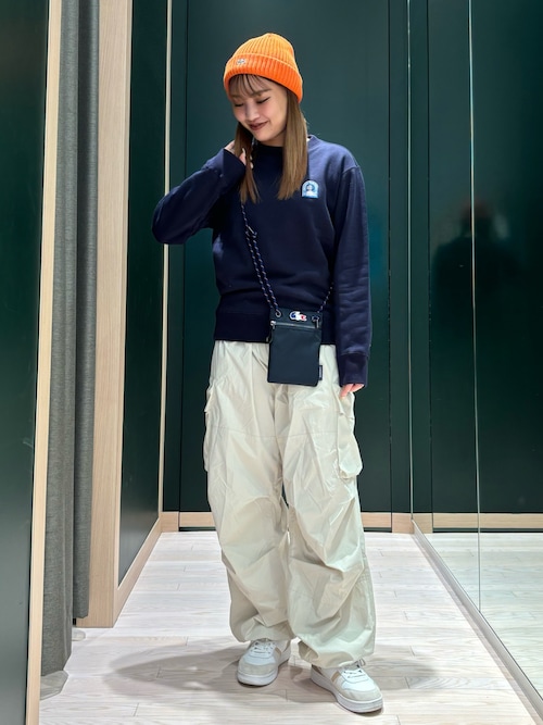 セール】立体裁断 ナイロンワイドカーゴパンツ / テーパードワイド