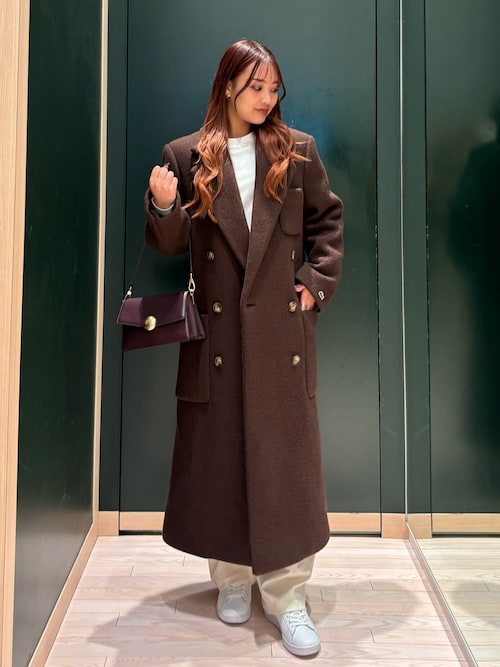 セール】ダブルブレストバージンウールロングコート（チェスターコート