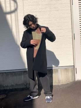 「アイテム（チェスターコート）」を使った、力也さん（メンズ・161cm・20代）の秋コーディネート