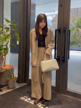 「RODE SKO（ロデスコ）の『Mサイズ』レザーボストンバッグ（ボストンバッグ、ブルー系）」を使った、ゆめさん（レディース・148cm）の春コーディネート