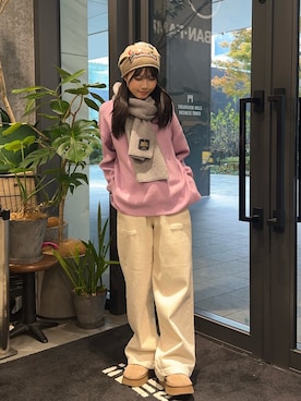 「アイテム（ストール/ショール）」を使った、ゆめさん（レディース・148cm）の冬コーディネート