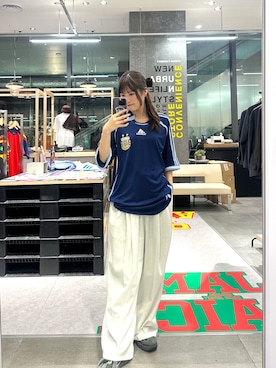 「URBAN RESEARCH（アーバンリサーチ）のadidas　サッカーアルゼンチン代表 2006 アウェイ ユニフォーム MESSI（Tシャツ/カットソー、ブルー系）」を使った、ゆめさん（レディース・148cm）の夏コーディネート