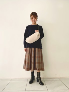「Laugoa（ラウゴア）のアイテム」を使った、ヤマシタさん（レディース・163cm）の冬コーディネート