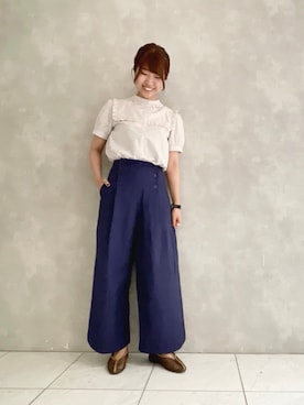 「マリン」｜「アイテム（スリッポン）」を使った、ヤマシタさん（レディース・163cm）の夏コーディネート