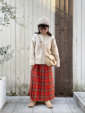 「Samansa Mos2（サマンサ モスモス）のアイテム（ショルダーバッグ）」を使った、カリンさん（レディース・149cm）の冬コーディネート