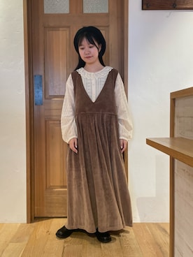 「Samansa Mos2（サマンサ モスモス）の前後着カットベロアノースリワンピース（ワンピース）」を使った、カリンさん（骨格ウェーブ・レディース・149cm）の夏コーディネート