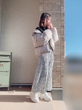 「fifth（フィフス）の中綿ショートダウンコート（ダウンジャケット/コート）」を使った、suzuchanさん（レディース・157cm）の冬コーディネート