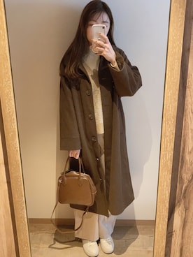 「淡色」｜「アイテム（ステンカラーコート）」を使った、𝚒𝚛𝚘. 🐈さん（レディース・165cm）の秋コーディネート