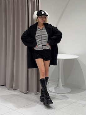 「アイテム（キャップ）」を使った、あおいさん（レディース・159cm）の秋コーディネート