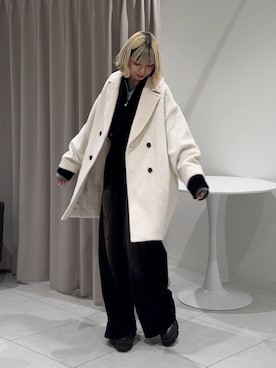 「アイテム（ピーコート）」を使った、あおいさん（レディース・159cm）の冬コーディネート
