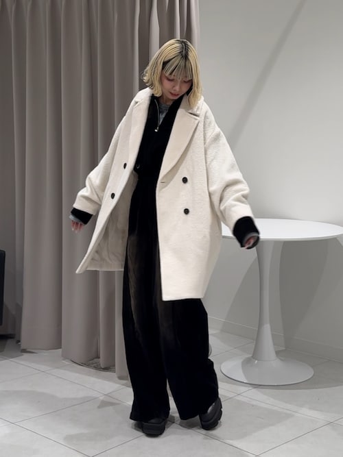 wool blend shaggy cocoon pcoat/ウールブレンドシャギーコクーンP