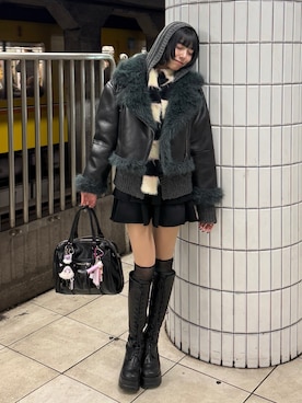 「MURUA（ムルーア）のアイテム」を使った、あおいさん（レディース・159cm）の冬コーディネート