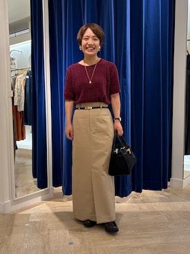 「Rie Miller（リエミラー）の《手洗い可能》《アンサンブル対応》モールヤーンミニケーブルプルオーバーニット（ニット/セーター）」を使った、takaiさん（レディース・145cm）の秋コーディネート