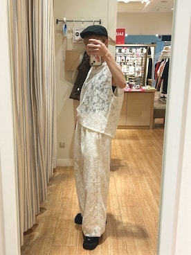 「アイテム（ハンチング/ベレー帽）」を使った、ゆきなさん（レディース・154cm）の夏コーディネート