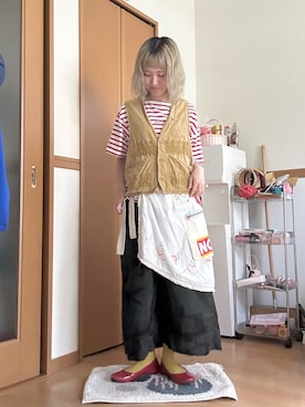 「アイテム（エプロン）」を使った、ゆきなさん（レディース・154cm）の夏コーディネート