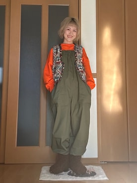 「アイテム（サロペット/オーバーオール）」を使った、ゆきなさん（レディース・154cm）の秋コーディネート