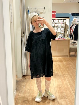 「SANSeLF（サンセルフ）のレースソックス【SANSeLF】sana24a006（ソックス/靴下）」を使った、ゆきなさん（レディース・154cm）の夏コーディネート