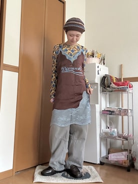 「Handmade（ハンドメイド）のアイテム（帽子）」を使った、ゆきなさん（レディース・154cm）の秋コーディネート