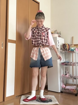 「Ungrid（アングリッド）のアイテム（シャツ/ブラウス、その他）」を使った、ゆきなさん（レディース・154cm）の夏コーディネート