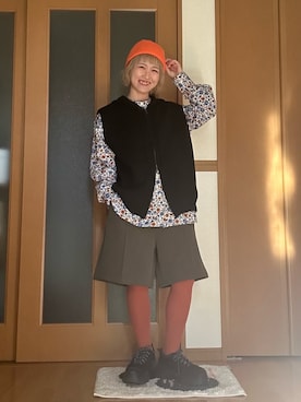 「アイテム（ニットキャップ/ビーニー）」を使った、ゆきなさん（レディース・154cm）の秋コーディネート