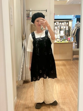 「アイテム（チュニック）」を使った、ゆきなさん（レディース・154cm）の夏コーディネート