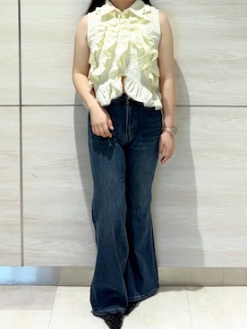 「デニムパンツスタイル」｜ペリエ千葉店さん（レディース・156cm）の夏コーディネート