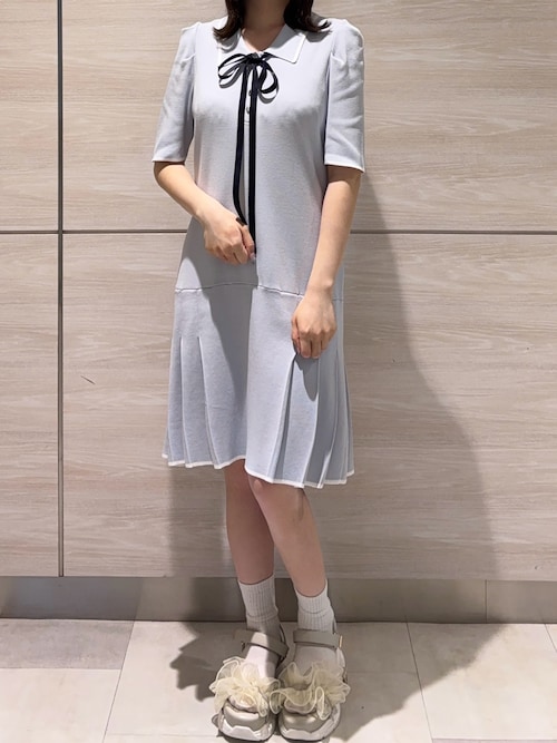 2026春夏新作 配色ポロニットワンピース