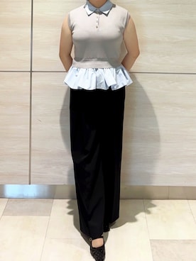 「ぺプラムニット」｜ペリエ千葉店さん（レディース・156cm）の春コーディネート