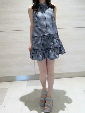 「ネイビー×ホワイト」｜ペリエ千葉店さん（レディース・159cm）の夏コーディネート
