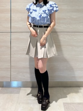 「ハイソックス」｜ペリエ千葉店さん（レディース・156cm）の春コーディネート
