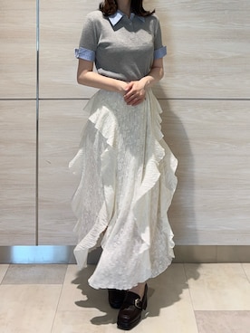 「グレーニット」｜ペリエ千葉店さん（レディース・159cm）の春コーディネート