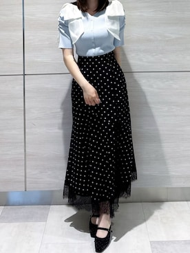 「サックスブルー」｜ペリエ千葉店さん（レディース・156cm）の春コーディネート