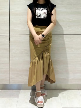 「アシメスカート」｜ペリエ千葉店さん（レディース・156cm）の春コーディネート