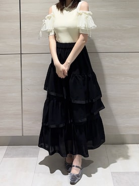 「白トップス」｜ペリエ千葉店さん（レディース・156cm）の春コーディネート