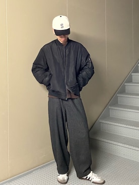 「アイテム（MA-1）」を使った、たいちさん（メンズ・177cm）の冬コーディネート