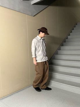 「URBAN RESEARCH Sonny Label（アーバンリサーチサニーレーベル）のエンブロイダリーロゴキャップ（キャップ、ブラウン系）」を使った、たいちさん（メンズ・177cm）の春コーディネート