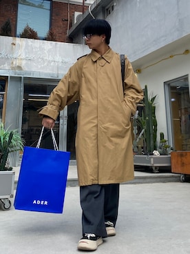 「韓国」｜「アイテム（トレンチコート）」を使った、ともやさん（メンズ・163cm）の春コーディネート