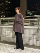 H BEAUTY＆YOUTH エイチ BIG KNIT PULLOVER ウールカシミヤ オーバーサイズクルーネックニット 1613-104-3273 Free ブルー セーター H BEAUTY&YOUTH UNITED ARROWS（エイチビューティーアンドユース