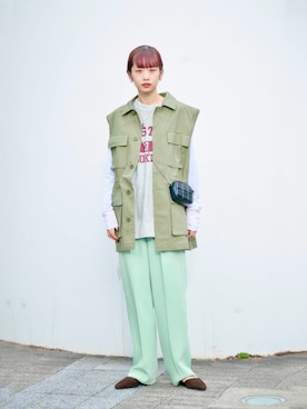「春服デビュー宣言」｜「アイテム（ミリタリージャケット）」を使った、吉田（yoshida）さん（レディース・156cm）の春コーディネート