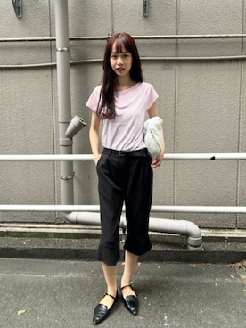「BEAUTY&YOUTH UNITED ARROWS(ビューティーアンドユースユナイテッドアローズ)のシンプル レザー ベルト(ベルト、ブラック系)」を使った、吉田(yoshida)さん(レディース・156cm)の夏コーディネート
