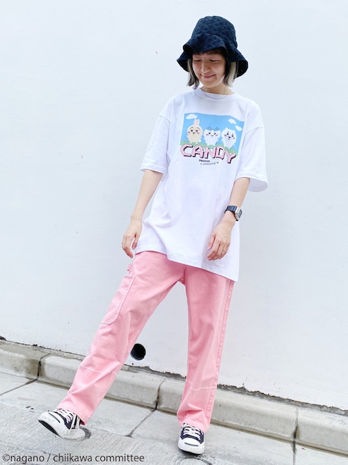 キャンディーストリッパー ちいかわ tシャツ 水色 ビッグサイズ ドット柄 半袖 ちいかわ × Candy Stripper Tシャツ - メルカリ
