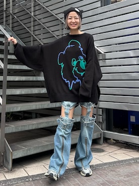 「Candy Stripper」｜「アイテム（ニットキャップ/ビーニー）」を使った、CandyStripper_mikiさん（レディース・162cm）の秋コーディネート
