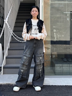 「ワイドシルエット」｜CandyStripper_mikiさん（レディース・162cm）の秋コーディネート