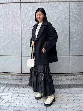 「FREE'S MART（フリーズマート）のアイテム（ピーコート）」を使った、chiyoさん（レディース・155cm）の秋コーディネート