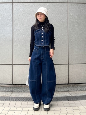 「FREE'S MART（フリーズマート）のアイテム（帽子）」を使った、chiyoさん（レディース・155cm）の冬コーディネート