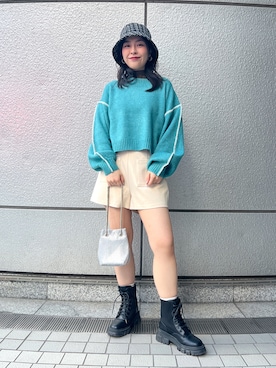「FREE'S MART（フリーズマート）のアイテム（帽子）」を使った、chiyoさん（レディース・155cm）の冬コーディネート